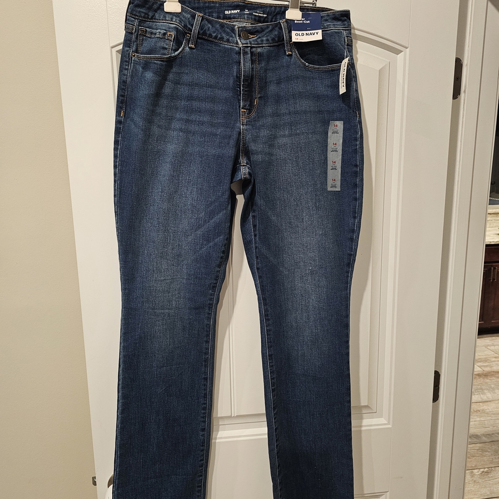 Old Navy Women's Dark Blue Kicker Boot Leg Jeans
